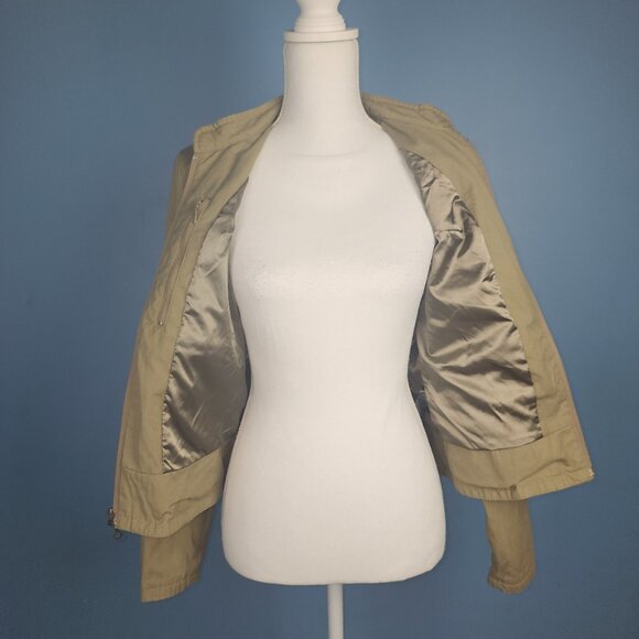 HARLEY DAVIDSON Khaki Full Zip Motorcycle Biker Jacket w/Pockets Sz S - Picture 3 of 7